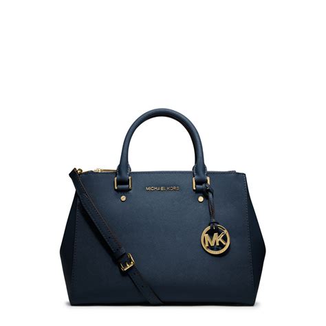 michael kors navy sutton satchel|Michael Kors Sutton Leather Medium Satchel Handbag .